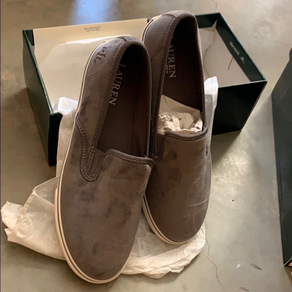 Ralph Lauren Grey velvet slip on